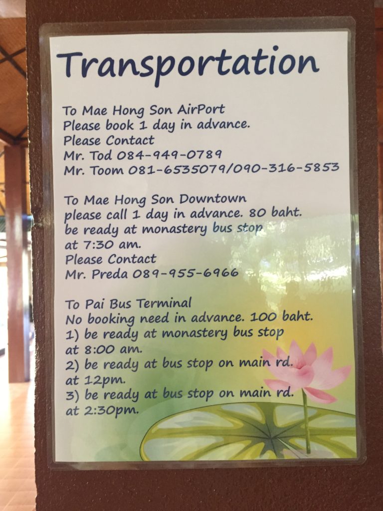 Opcje transportowe z Wat Pa Tam Wua.