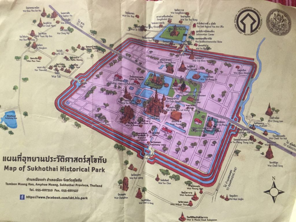 Mapa Parku Historycznego Skukhotai.