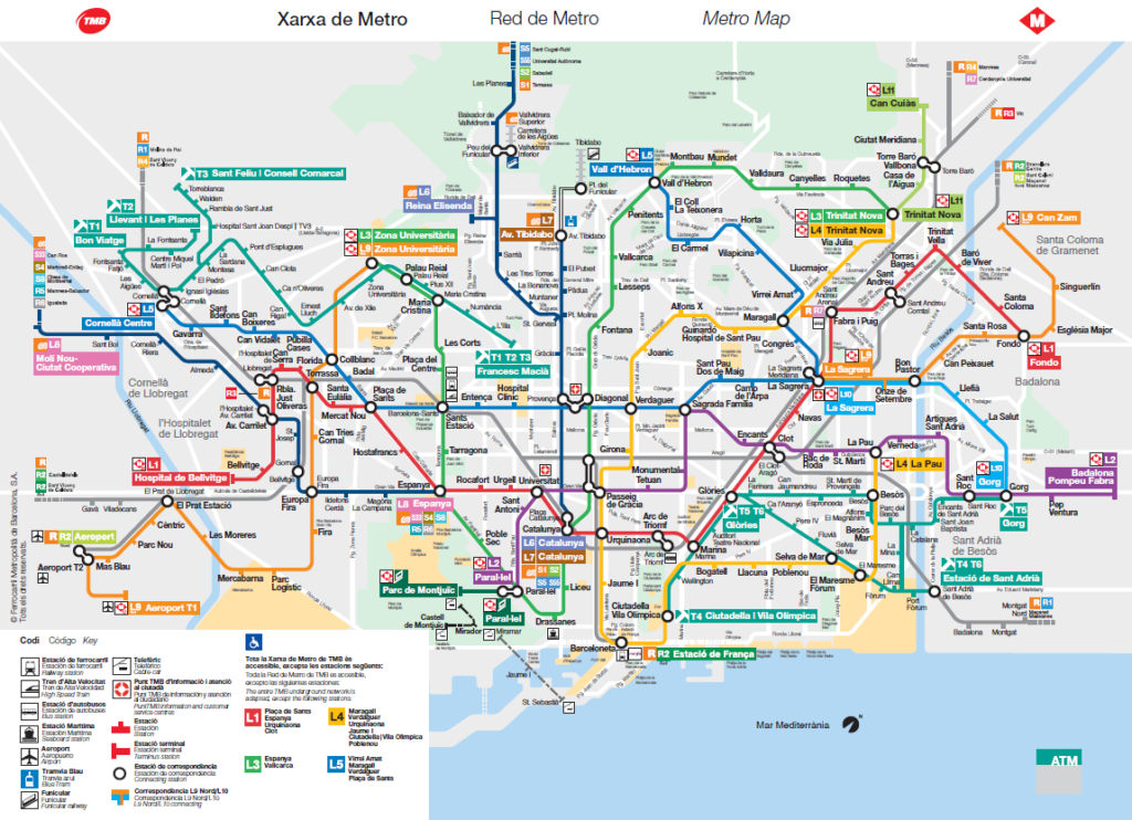 Mapa barcelońskiego metra.